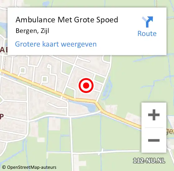 Locatie op kaart van de 112 melding: Ambulance Met Grote Spoed Naar Bergen, Zijl op 26 september 2022 07:52