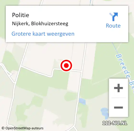 Locatie op kaart van de 112 melding: Politie Nijkerk, Blokhuizersteeg op 26 september 2022 08:11