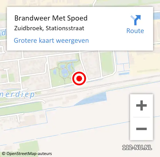 Locatie op kaart van de 112 melding: Brandweer Met Spoed Naar Zuidbroek, Stationsstraat op 26 september 2022 08:41