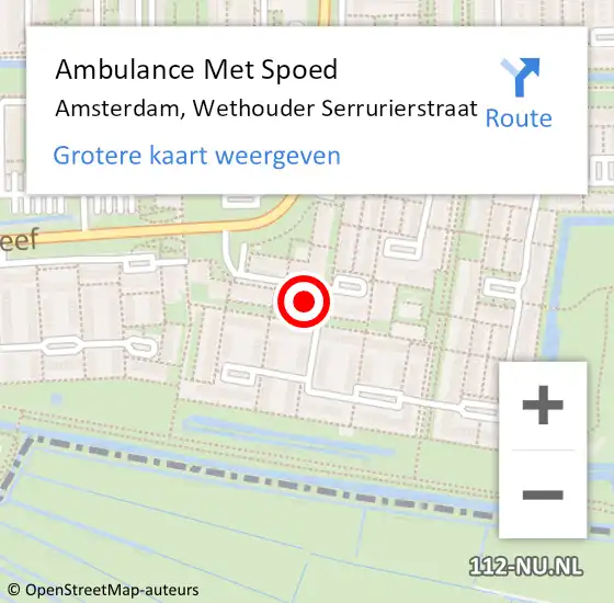 Locatie op kaart van de 112 melding: Ambulance Met Spoed Naar Amsterdam-Zuidoost, Wethouder Serrurierstraat op 26 september 2022 09:12