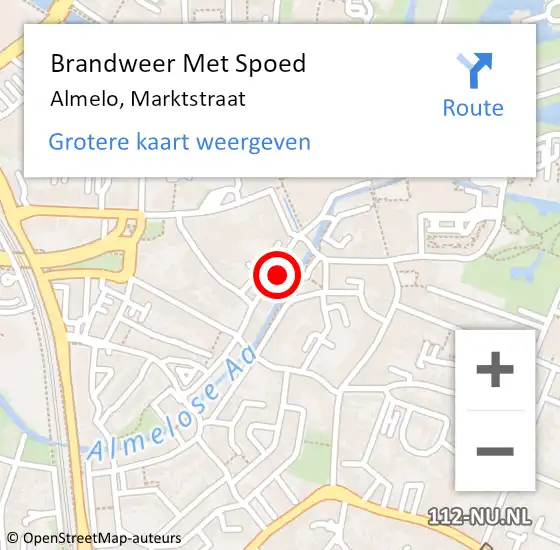 Locatie op kaart van de 112 melding: Brandweer Met Spoed Naar Almelo, Marktstraat op 26 september 2022 09:14