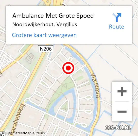 Locatie op kaart van de 112 melding: Ambulance Met Grote Spoed Naar Noordwijkerhout, Vergilius op 26 september 2022 09:48