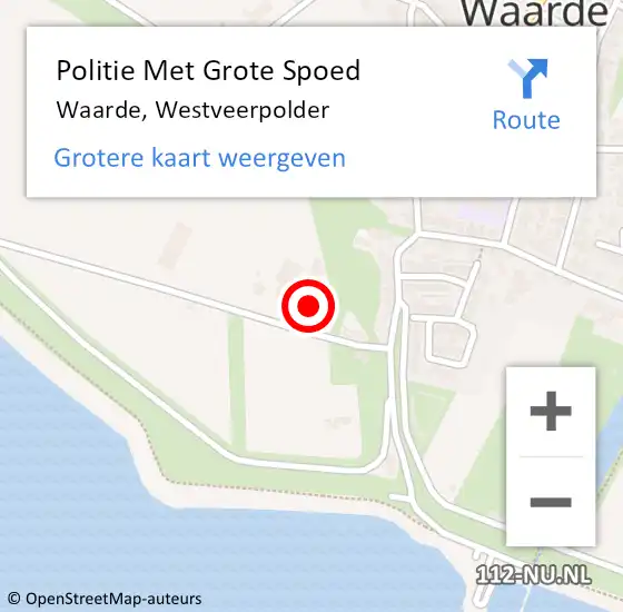 Locatie op kaart van de 112 melding: Politie Met Grote Spoed Naar Waarde, Westveerpolder op 26 september 2022 10:19