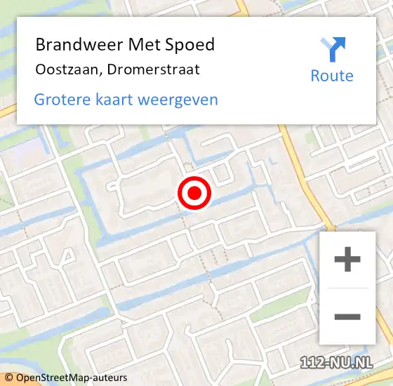 Locatie op kaart van de 112 melding: Brandweer Met Spoed Naar Oostzaan, Dromerstraat op 26 september 2022 10:27