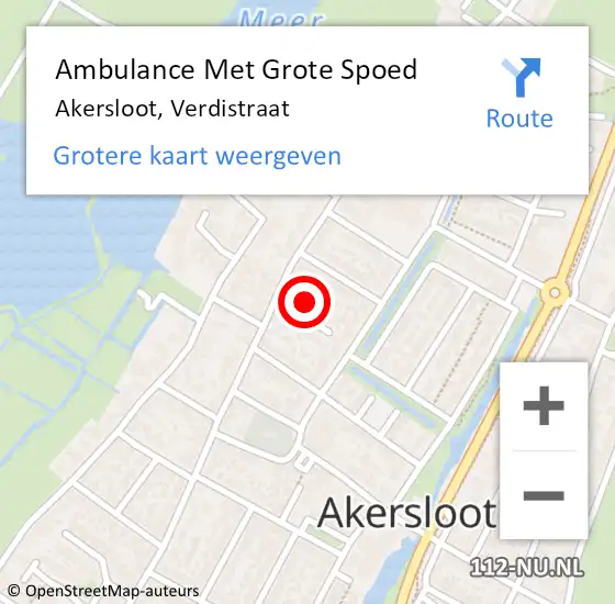 Locatie op kaart van de 112 melding: Ambulance Met Grote Spoed Naar Akersloot, Verdistraat op 26 september 2022 10:32