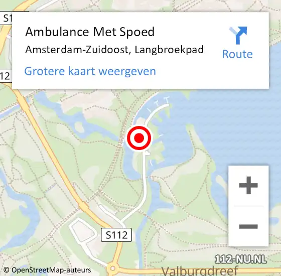 Locatie op kaart van de 112 melding: Ambulance Met Spoed Naar Amsterdam-Zuidoost, Langbroekpad op 26 september 2022 10:44