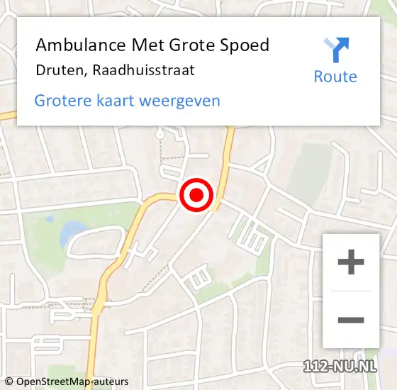 Locatie op kaart van de 112 melding: Ambulance Met Grote Spoed Naar Druten, Raadhuisstraat op 26 september 2022 10:44