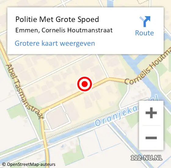 Locatie op kaart van de 112 melding: Politie Met Grote Spoed Naar Emmen, Cornelis Houtmanstraat op 26 september 2022 10:51