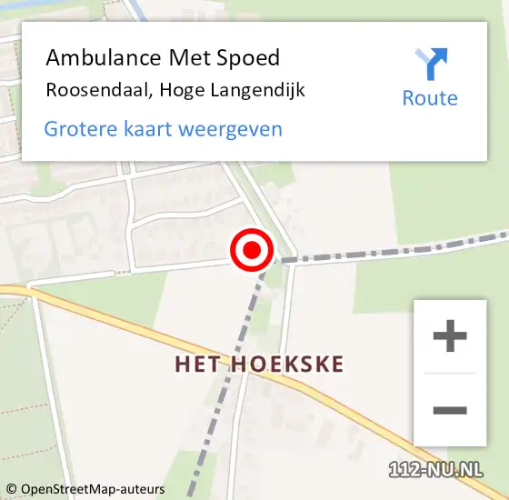 Locatie op kaart van de 112 melding: Ambulance Met Spoed Naar Roosendaal, Hoge Langendijk op 30 juli 2014 13:50