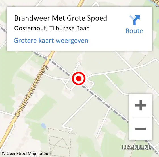 Locatie op kaart van de 112 melding: Brandweer Met Grote Spoed Naar Oosterhout, Tilburgse Baan op 26 september 2022 10:54