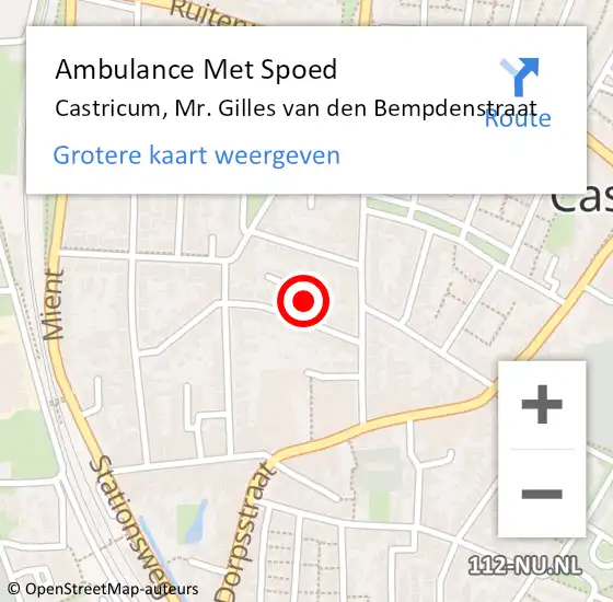 Locatie op kaart van de 112 melding: Ambulance Met Spoed Naar Castricum, Mr. Gilles van den Bempdenstraat op 26 september 2022 10:56