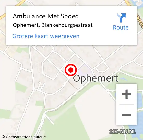 Locatie op kaart van de 112 melding: Ambulance Met Spoed Naar Ophemert, Blankenburgsestraat op 26 september 2022 11:18