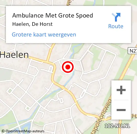 Locatie op kaart van de 112 melding: Ambulance Met Grote Spoed Naar Haelen, De Horst op 26 september 2022 11:21