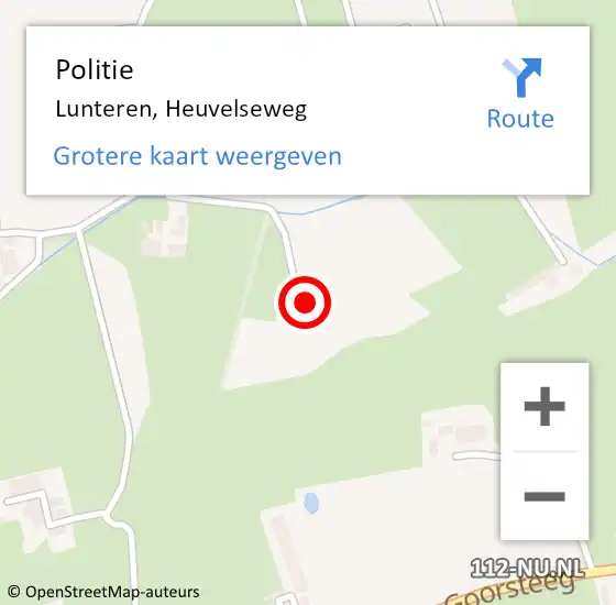 Locatie op kaart van de 112 melding: Politie Lunteren, Heuvelseweg op 26 september 2022 11:42