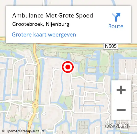 Locatie op kaart van de 112 melding: Ambulance Met Grote Spoed Naar Grootebroek, Nijenburg op 26 september 2022 11:44