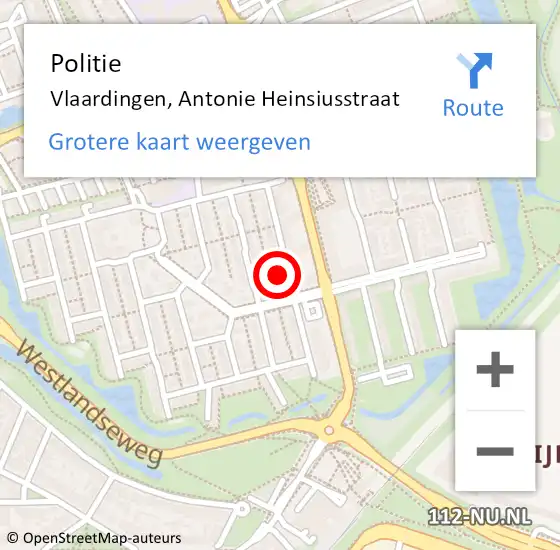 Locatie op kaart van de 112 melding: Politie Vlaardingen, Antonie Heinsiusstraat op 26 september 2022 12:16