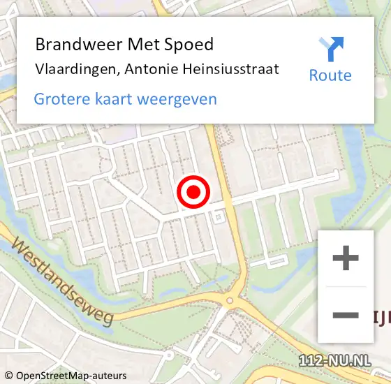 Locatie op kaart van de 112 melding: Brandweer Met Spoed Naar Vlaardingen, Antonie Heinsiusstraat op 26 september 2022 12:16