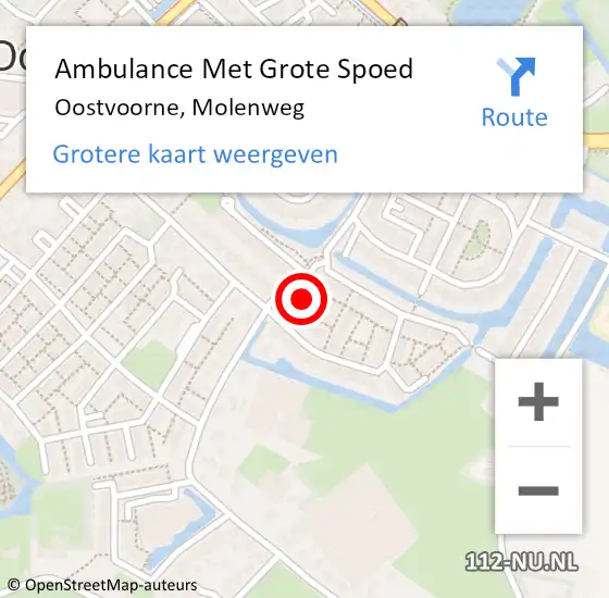 Locatie op kaart van de 112 melding: Ambulance Met Grote Spoed Naar Oostvoorne, Molenweg op 26 september 2022 12:20