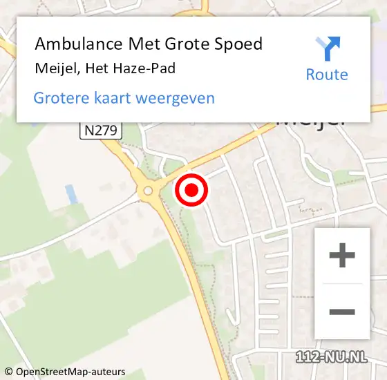 Locatie op kaart van de 112 melding: Ambulance Met Grote Spoed Naar Meijel, Het Haze-Pad op 30 juli 2014 13:59