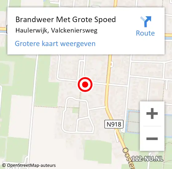 Locatie op kaart van de 112 melding: Brandweer Met Grote Spoed Naar Haulerwijk, Valckeniersweg op 26 september 2022 12:38