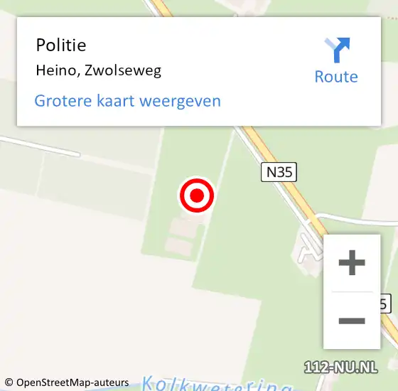 Locatie op kaart van de 112 melding: Politie Heino, Zwolseweg op 26 september 2022 12:45