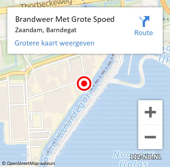 Locatie op kaart van de 112 melding: Brandweer Met Grote Spoed Naar Zaandam, Barndegat op 26 september 2022 12:46