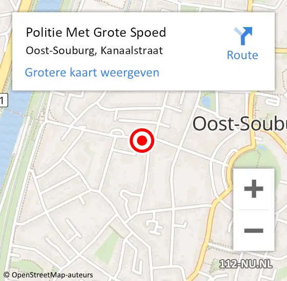 Locatie op kaart van de 112 melding: Politie Met Grote Spoed Naar Oost-Souburg, Kanaalstraat op 26 september 2022 12:49