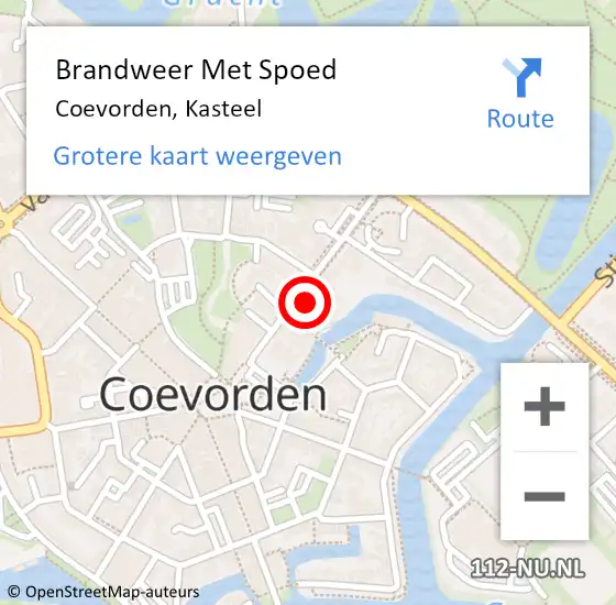 Locatie op kaart van de 112 melding: Brandweer Met Spoed Naar Coevorden, Kasteel op 26 september 2022 12:59