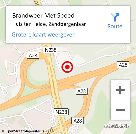 Locatie op kaart van de 112 melding: Brandweer Met Spoed Naar Huis ter Heide, Zandbergenlaan op 26 september 2022 13:00