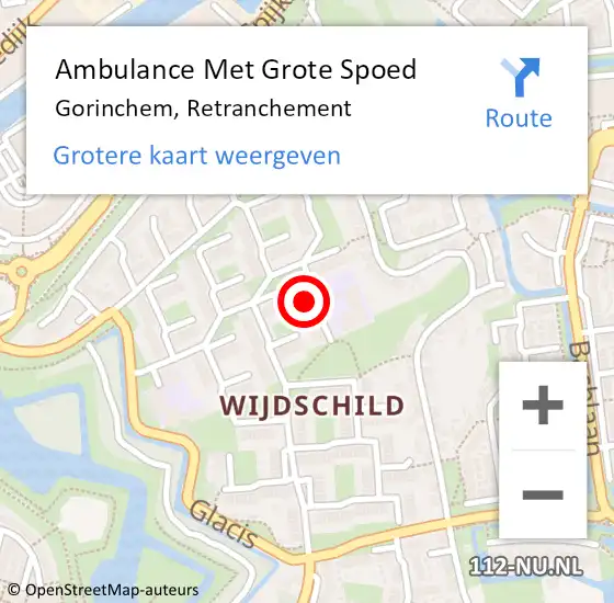 Locatie op kaart van de 112 melding: Ambulance Met Grote Spoed Naar Gorinchem, Retranchement op 26 september 2022 13:07