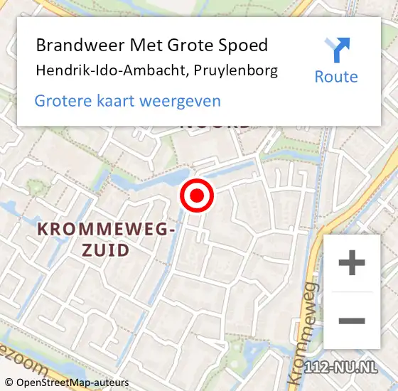 Locatie op kaart van de 112 melding: Brandweer Met Grote Spoed Naar Hendrik-Ido-Ambacht, Pruylenborg op 26 september 2022 13:21