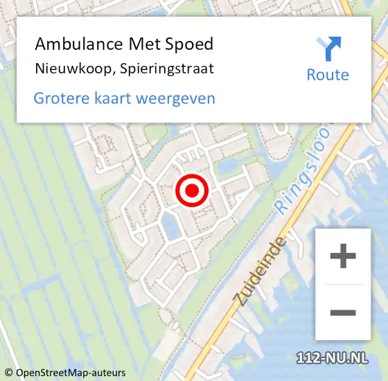 Locatie op kaart van de 112 melding: Ambulance Met Spoed Naar Nieuwkoop, Spieringstraat op 26 september 2022 13:34