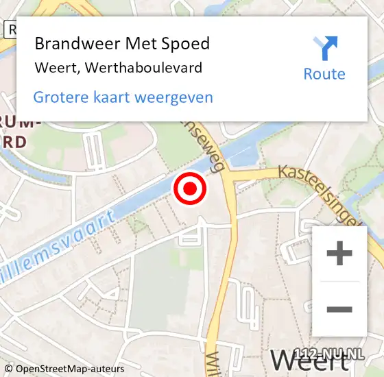 Locatie op kaart van de 112 melding: Brandweer Met Spoed Naar Weert, Werthaboulevard op 26 september 2022 13:59