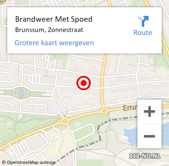 Locatie op kaart van de 112 melding: Brandweer Met Spoed Naar Brunssum, Zonnestraat op 26 september 2022 14:04