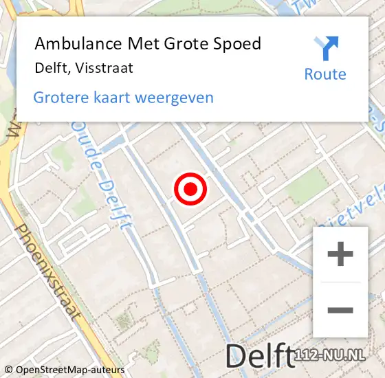 Locatie op kaart van de 112 melding: Ambulance Met Grote Spoed Naar Delft, Visstraat op 26 september 2022 14:28