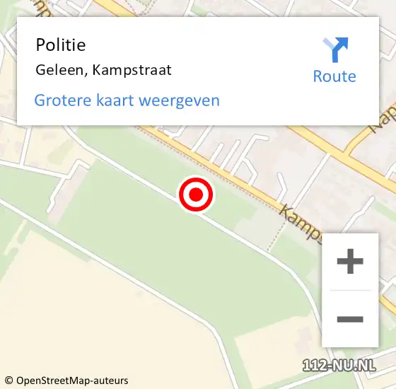 Locatie op kaart van de 112 melding: Politie Geleen, Kampstraat op 26 september 2022 14:30