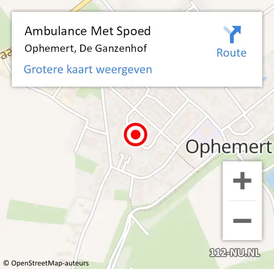 Locatie op kaart van de 112 melding: Ambulance Met Spoed Naar Ophemert, De Ganzenhof op 26 september 2022 14:57