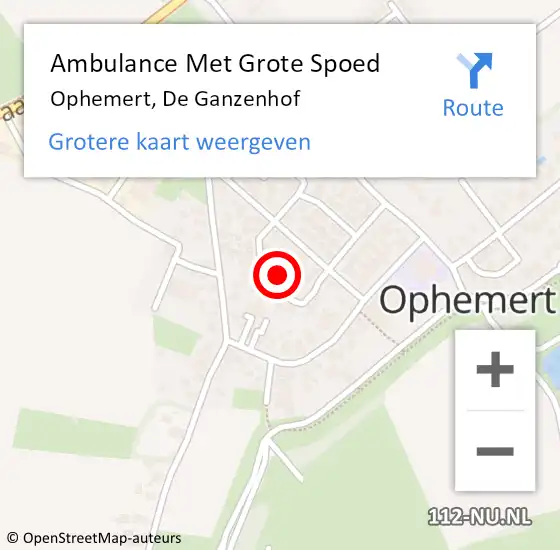 Locatie op kaart van de 112 melding: Ambulance Met Grote Spoed Naar Ophemert, De Ganzenhof op 26 september 2022 15:12