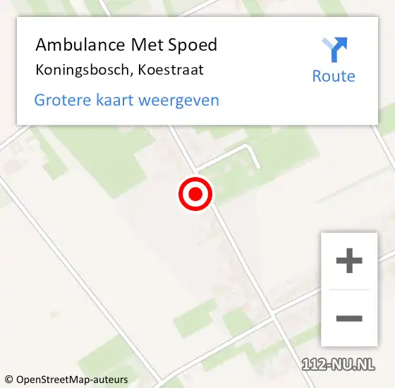 Locatie op kaart van de 112 melding: Ambulance Met Spoed Naar Koningsbosch, Koestraat op 30 juli 2014 14:18