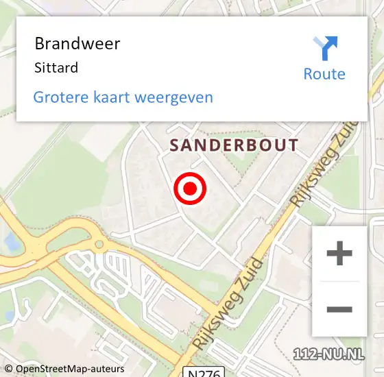 Locatie op kaart van de 112 melding: Brandweer Sittard op 26 september 2022 15:37