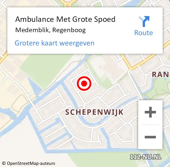 Locatie op kaart van de 112 melding: Ambulance Met Grote Spoed Naar Medemblik, Regenboog op 26 september 2022 16:35