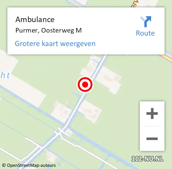 Locatie op kaart van de 112 melding: Ambulance Purmer, Oosterweg M op 26 september 2022 16:59