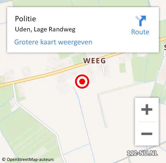 Locatie op kaart van de 112 melding: Politie Uden, Lage Randweg op 26 september 2022 17:30