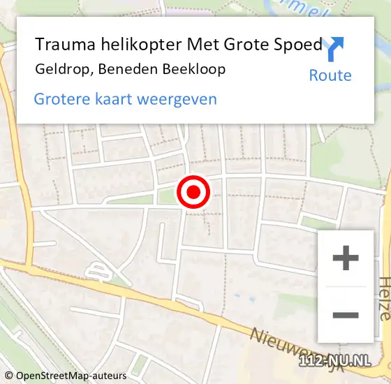 Locatie op kaart van de 112 melding: Trauma helikopter Met Grote Spoed Naar Geldrop, Beneden Beekloop op 26 september 2022 17:31