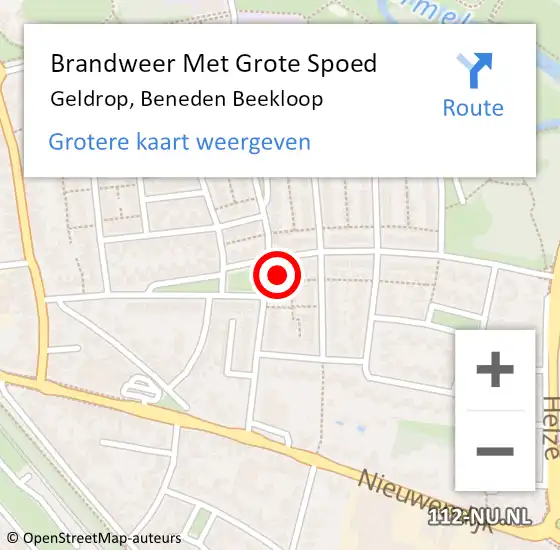 Locatie op kaart van de 112 melding: Brandweer Met Grote Spoed Naar Geldrop, Beneden Beekloop op 26 september 2022 17:37