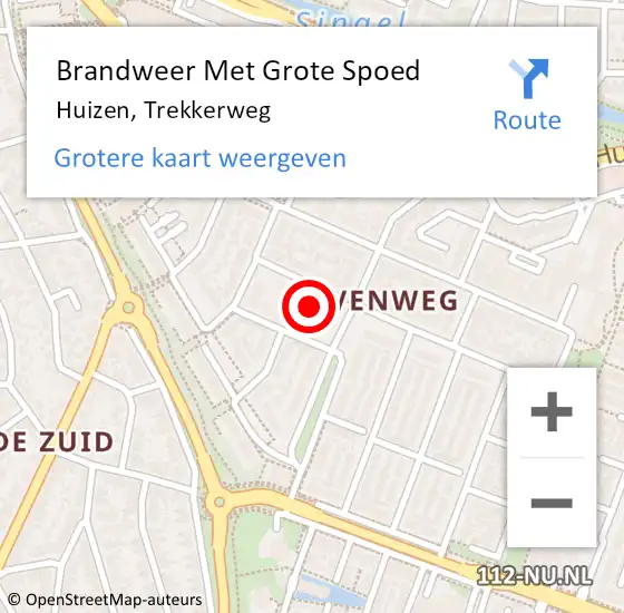 Locatie op kaart van de 112 melding: Brandweer Met Grote Spoed Naar Huizen, Trekkerweg op 26 september 2022 17:40