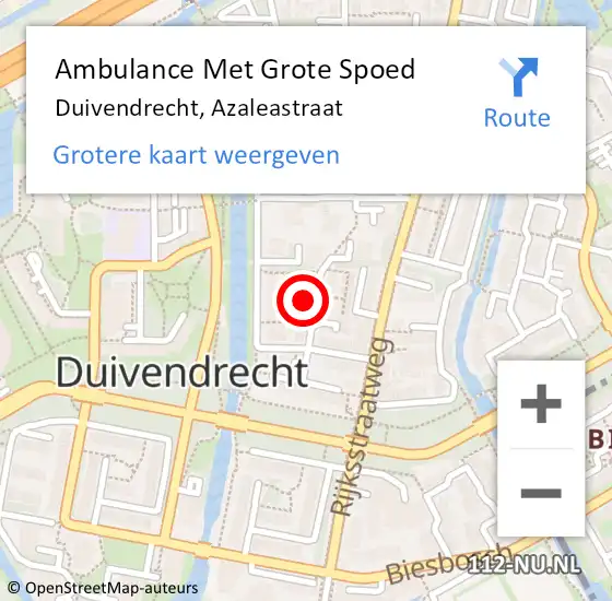 Locatie op kaart van de 112 melding: Ambulance Met Grote Spoed Naar Duivendrecht, Azaleastraat op 26 september 2022 17:43