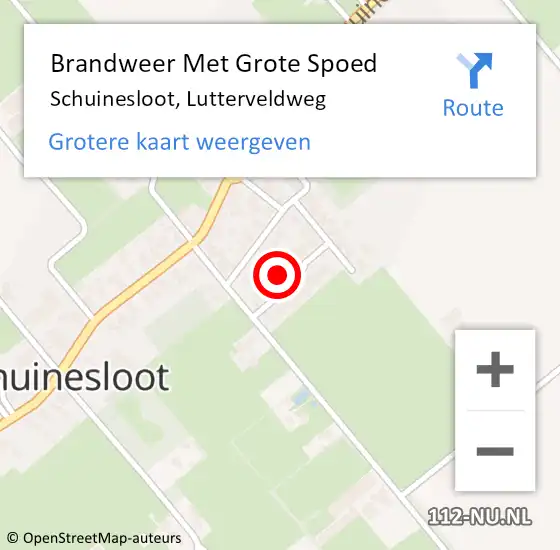 Locatie op kaart van de 112 melding: Brandweer Met Grote Spoed Naar Schuinesloot, Lutterveldweg op 26 september 2022 17:54