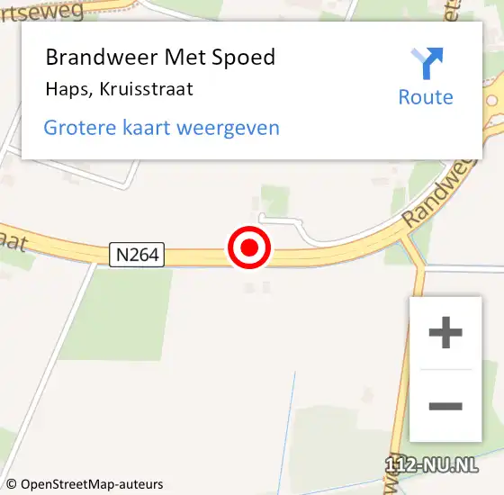 Locatie op kaart van de 112 melding: Brandweer Met Spoed Naar Haps, Kruisstraat op 26 september 2022 18:11