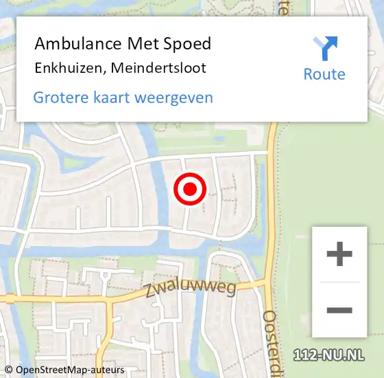 Locatie op kaart van de 112 melding: Ambulance Met Spoed Naar Enkhuizen, Meindertsloot op 26 september 2022 18:17